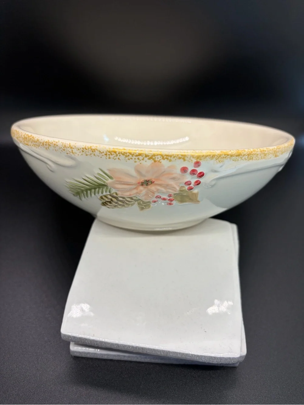 Pfaltzgraff Garland Spruce Soup Cereal Bowls Set of 4 Discontinued Stoneware